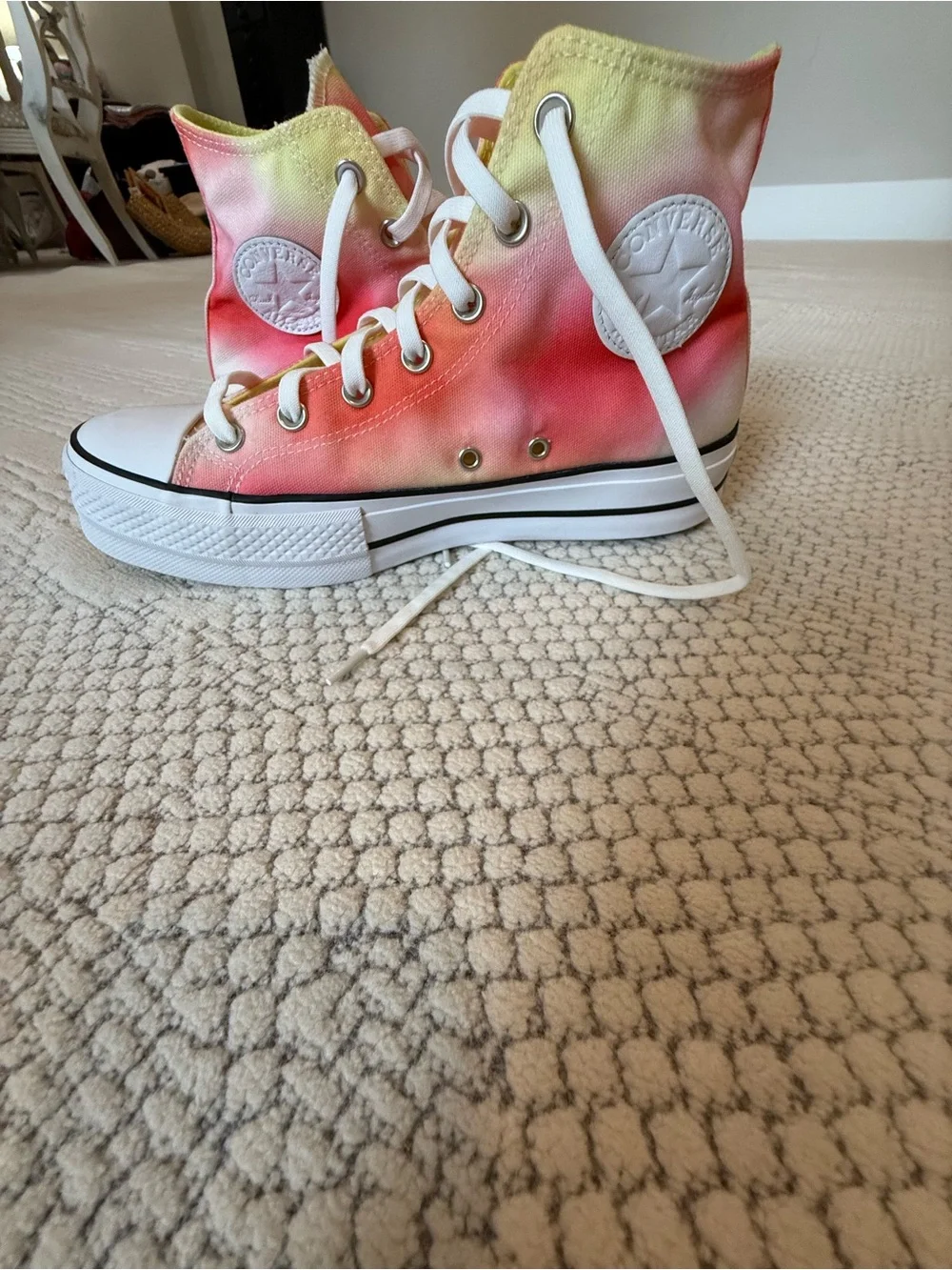 Converse High Top Sneakers - Pink, Orange, Yellow Tie-Dye